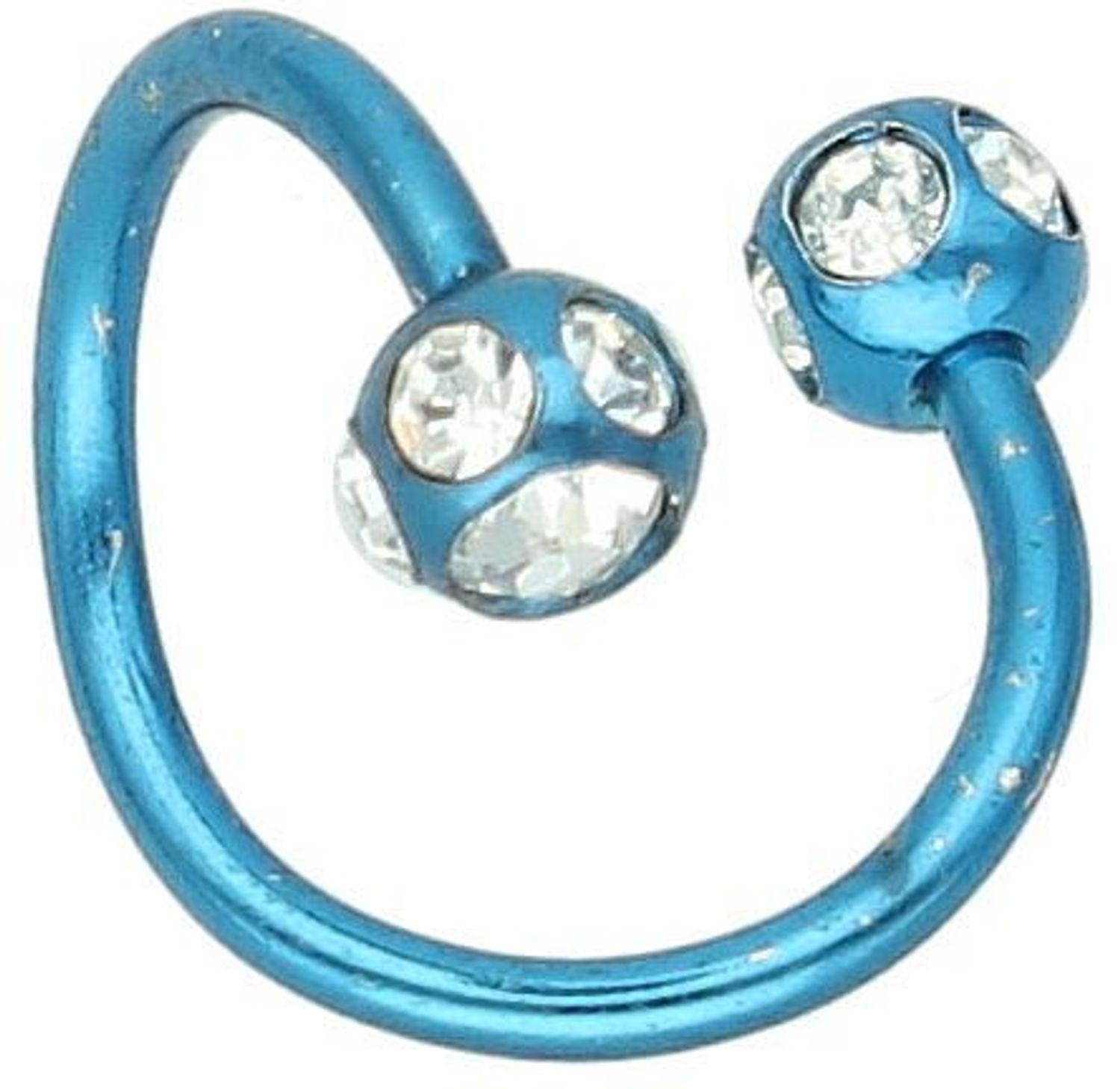 Kolczyk spirala stalowy niebieski z cyrkonią białą KOS 05 Nowoczesny design w połączeniu z subtelnym blaskiem – kolczyk typu spirala w kolorze niebieskim z białą cyrkonią1.jpg